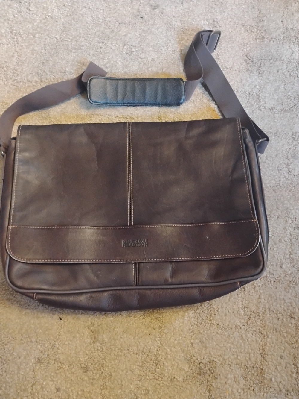 Fossil Brown Leather Messenger Bag for Men